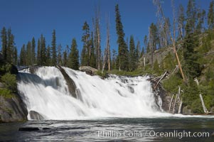 Lewis Falls drops 30 feet on the Lewis River, near the south entrance to Yellowstone National Park