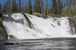 Lewis Falls drops 30 feet on the Lewis River, near the south entrance to Yellowstone National Park