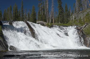 Lewis Falls drops 30 feet on the Lewis River, near the south entrance to Yellowstone National Park