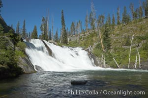 Lewis Falls drops 30 feet on the Lewis River, near the south entrance to Yellowstone National Park