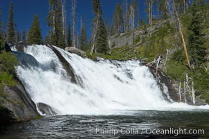 Lewis Falls drops 30 feet on the Lewis River, near the south entrance to Yellowstone National Park