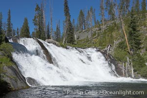 Lewis Falls drops 30 feet on the Lewis River, near the south entrance to Yellowstone National Park