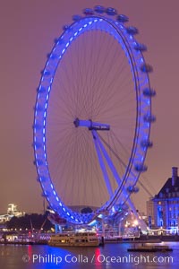 London Eye at Night. United Kingdom, natural history stock photograph, photo id 28285