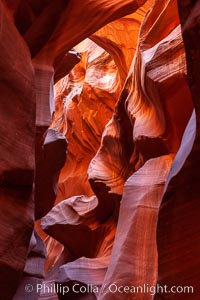 Lower Antelope Canyon, a deep, narrow and spectacular slot canyon lying on Navajo Tribal lands near Page, Arizona, Navajo Tribal Lands