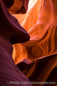 Lower Antelope Canyon, a deep, narrow and spectacular slot canyon lying on Navajo Tribal lands near Page, Arizona, Navajo Tribal Lands