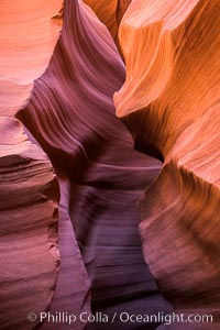 Lower Antelope Canyon, a deep, narrow and spectacular slot canyon lying on Navajo Tribal lands near Page, Arizona. Navajo Tribal Lands, USA, natural history stock photograph, photo id 28560