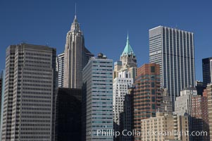 Lower Manhattan skyline viewed from the Brooklyn Bridge, New York City