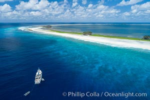 Aerial photo of M/V Nautilus Undersea at Clipperton Island.  Clipperton Island, a minor territory of France also known as Ile de la Passion, is a small (2.3 sq mi) but  spectacular coral atoll in the eastern Pacific. By permit HC / 1485 / CAB (France)