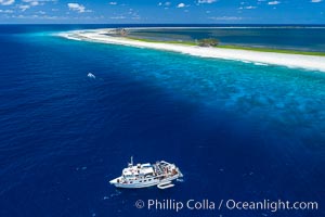 Aerial photo of M/V Nautilus Undersea at Clipperton Island.  Clipperton Island, a minor territory of France also known as Ile de la Passion, is a small (2.3 sq mi) but  spectacular coral atoll in the eastern Pacific. By permit HC / 1485 / CAB (France)