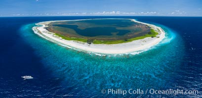 Aerial photo of M/V Nautilus Undersea at Clipperton Island.  Clipperton Island, a minor territory of France also known as Ile de la Passion, is a small (2.3 sq mi) but  spectacular coral atoll in the eastern Pacific. By permit HC / 1485 / CAB (France)