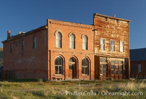 Main Street buildings, Dechambeau Hotel (left) and I.O.O.F. Hall (right).