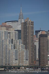 The Chrysler Building rises above the New York skyline as viewed from the East River, Manhattan, New York City