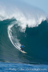 Brazilian Danilo Couto in heat three, Couto would advance to the semis, Mavericks surf contest, February 7, 2006, Half Moon Bay, California