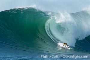 2006 Mavericks surf contest champion Grant Twiggy Baker of South Africa.  Final round, Mavericks surf contest, February 7, 2006, Half Moon Bay, California