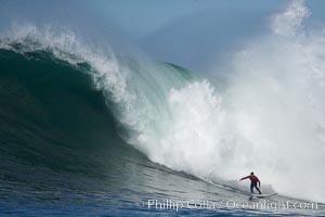 Matt Ambrose (fourth place) advanced to the semis with his score on this heat three wave, Mavericks surf contest, February 7, 2006, Half Moon Bay, California