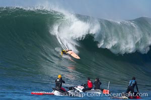 Santa Cruz local Josh Loya pays the price at Mavericks.  In spite of this wipeout, Loya had a good day making the semis in a very competitive lineup.. 2006 Mavericks surf contest, February 7, 2006, Half Moon Bay, California