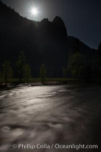 Merced River and full moon.