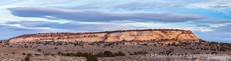 Mesa and clouds, sunset, White Pocket, Vermillion Cliffs National Monument, Arizona