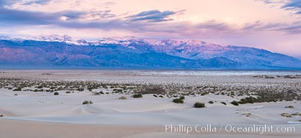 Mesquite Dunes at sunrise, dawn, clouds and morning sky, sand dunes, Death Valley National Park, California