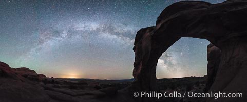 Milky Way and Stars over Broken Arch, Arches National Park, Utah