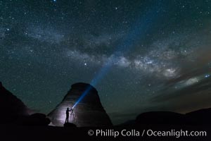 Milky Way and Stars over Delicate Arch, at night, Arches National Park, Utah. USA, natural history stock photograph, photo id 29293