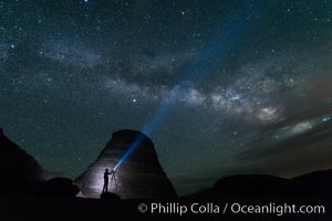 Milky Way and Stars over Delicate Arch, at night, Arches National Park, Utah (Note: this image was created before a ban on light-painting in Arches National Park was put into effect.  Light-painting is no longer permitted in Arches National Park)