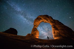 Milky Way and Stars over Delicate Arch, at night, Arches National Park, Utah