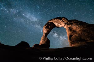 Milky Way and Stars over Delicate Arch, at night, Arches National Park, Utah