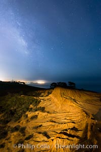 The Milky Way rises over La Jolla, viewed from Broken Hill in Torrey Pines State Reserve