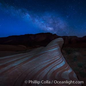 Milky Way galaxy rises above the Fire Wave, Valley of Fire State Park