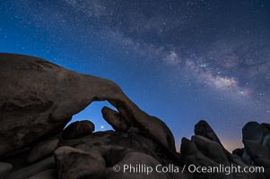 Arch Rock, Venus and Milky Way at Astronomical Twilight, Morning approaching, Joshua Tree National Park. California, USA, natural history stock photograph, photo id 29231
