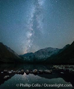 Milky Way over Convict Lake, panoramic photo., natural history stock photograph, photo id 31186