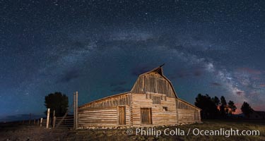 Milky Way over John Moulton Barn, Grand Teton National Park., natural history stock photograph, photo id 32302