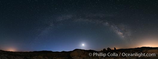 Joshua Tree National Park, Milky Way and Moon, Shooting Star, Comet Panstarrs, Impending Dawn