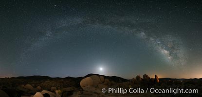 Joshua Tree National Park, Milky Way and Moon, Shooting Star, Comet Panstarrs, Impending Dawn
