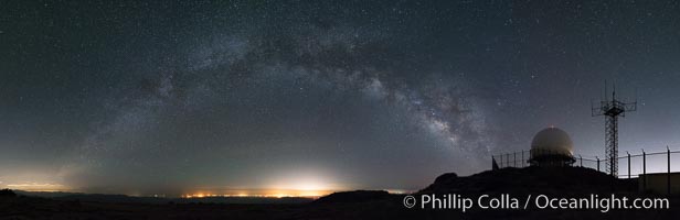 Milky Way over Mount Laguna FAA Radar Site, including ARSR-4 radome (radar dome)