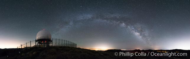 Milky Way over Mount Laguna FAA Radar Site, including ARSR-4 radome (radar dome)