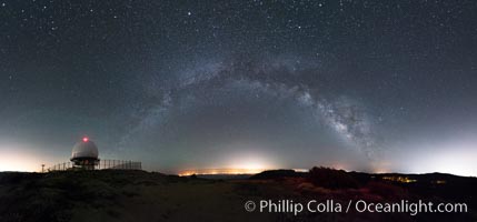 Milky Way over Mount Laguna FAA Radar Site, including ARSR-4 radome (radar dome)