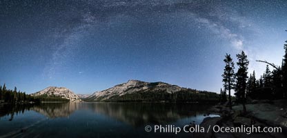 Milky Way over Tenaya Lake, Polly Dome (left), Tenaya Peak (center), Yosemite National Park