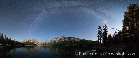 Milky Way over Tenaya Lake, Polly Dome (left), Tenaya Peak (center), Yosemite National Park