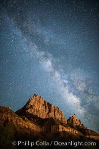 Milky Way over the Watchman, Zion National Park.  The Milky Way galaxy rises in the night sky above the the Watchman.