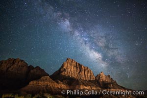Milky Way over the Watchman, Zion National Park.  The Milky Way galaxy rises in the night sky above the the Watchman.