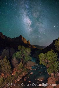 Milky Way over the Watchman, Zion National Park.  The Milky Way galaxy rises in the night sky above the the Watchman.