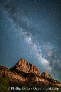 Milky Way over the Watchman, Zion National Park.  The Milky Way galaxy rises in the night sky above the the Watchman