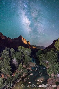 Milky Way over the Watchman, Zion National Park.  The Milky Way galaxy rises in the night sky above the the Watchman