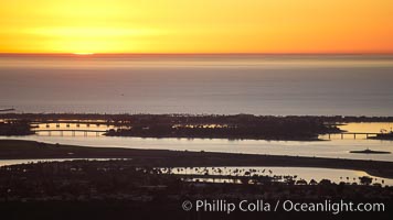 Mission Bay and Pacific Ocean, sunset, San Diego, California