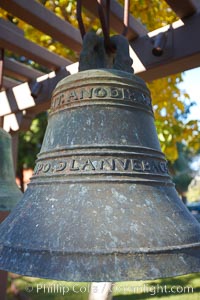 Mission bells, Mission San Luis Obispo del Tolosa.  Established in 1772, Mission San Luis Obispo de Tolosa is a Spanish mission founded by Junipero Serra, first president of the California missions.  It was the fifth in a chain of 21 missions stretching from San Diego to Sonoma.  Built by the Chumash indians living in the area, its combination of belfry and vestibule is unique among California missions.  In 1846 John C. Fremont and his California battalion quartered here while engaged in the war with Mexico