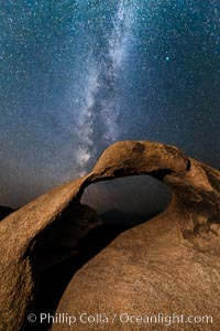 Milky Way galaxy over Mobius Arch at night, Alabama Hills.