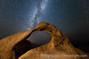 Milky Way galaxy over Mobius Arch at night, Alabama Hills, Alabama Hills Recreational Area