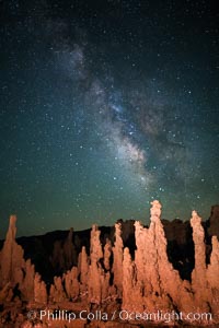 Tufa and Stars at Night, Milky Way galaxy. Mono Lake, California, USA, natural history stock photograph, photo id 28520